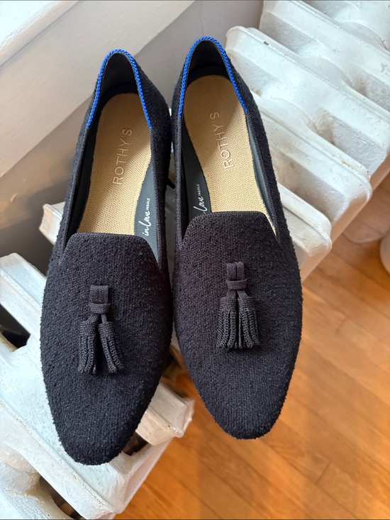 Rothy's Shoes - Rothy's Almond Tassel Loafer in Black Boucle NWT